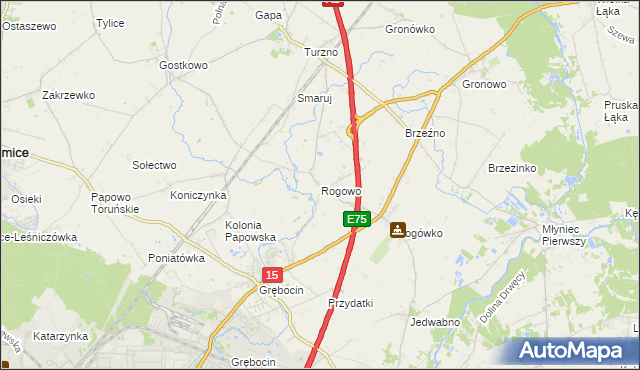 mapa Rogowo gmina Lubicz, Rogowo gmina Lubicz na mapie Targeo