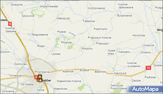 mapa Rosochy gmina Opatów, Rosochy gmina Opatów na mapie Targeo
