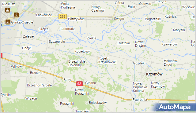 mapa Rożek Krzymowski, Rożek Krzymowski na mapie Targeo