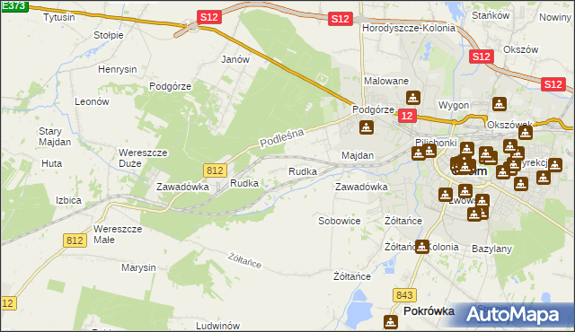 mapa Rudka gmina Chełm, Rudka gmina Chełm na mapie Targeo