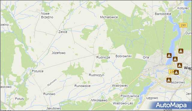 mapa Rudnicze gmina Wągrowiec, Rudnicze gmina Wągrowiec na mapie Targeo