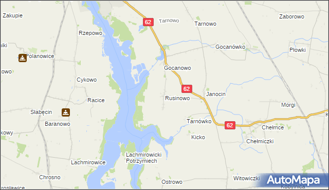 mapa Rusinowo gmina Kruszwica, Rusinowo gmina Kruszwica na mapie Targeo