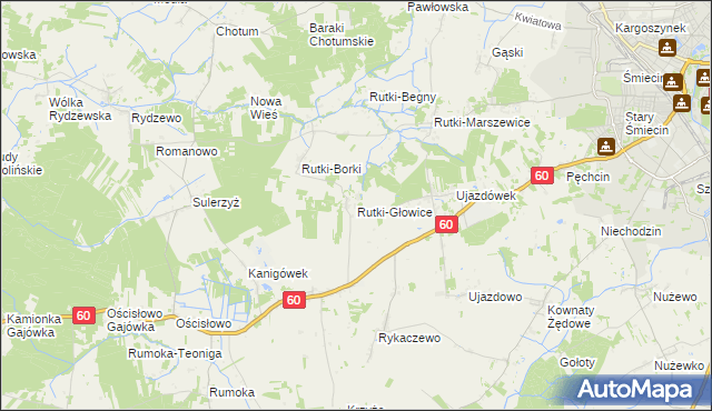 mapa Rutki-Głowice, Rutki-Głowice na mapie Targeo