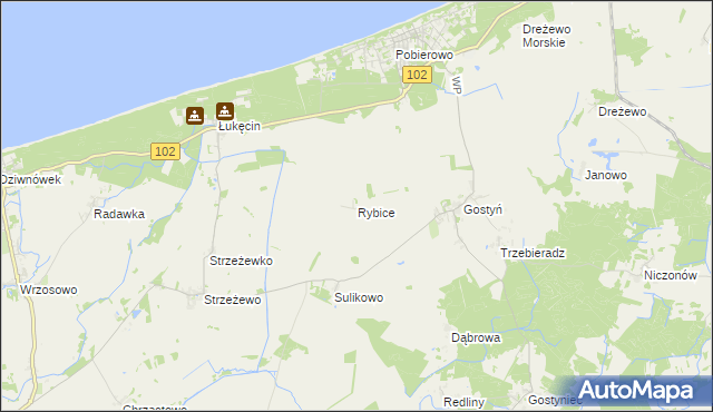 mapa Rybice, Rybice na mapie Targeo