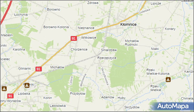 mapa Rzerzęczyce, Rzerzęczyce na mapie Targeo