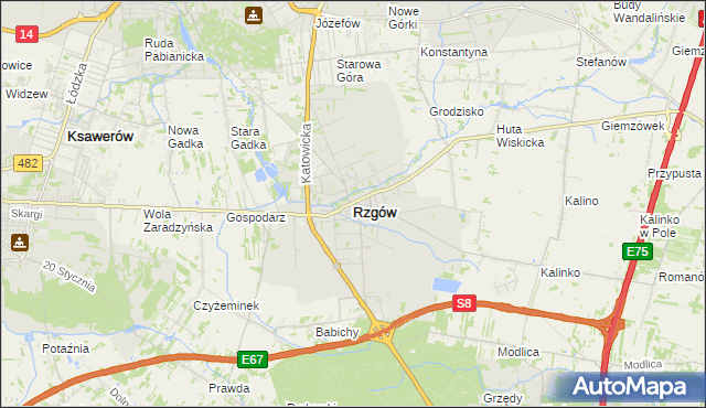 mapa Rzgów powiat łódzki wschodni, Rzgów powiat łódzki wschodni na mapie Targeo