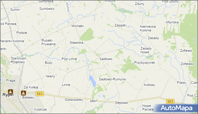 mapa Sadłowo gmina Rypin, Sadłowo gmina Rypin na mapie Targeo