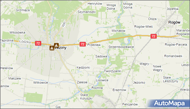 mapa Sadowa gmina Brzeziny, Sadowa gmina Brzeziny na mapie Targeo