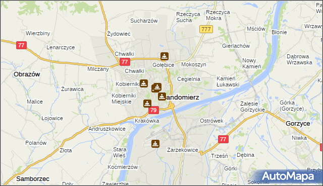 mapa Sandomierza, Sandomierz na mapie Targeo