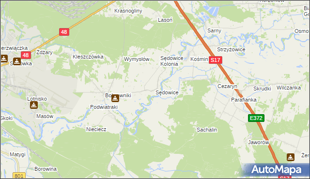 mapa Sędowice gmina Ryki, Sędowice gmina Ryki na mapie Targeo