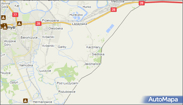 mapa Siedliska gmina Medyka, Siedliska gmina Medyka na mapie Targeo
