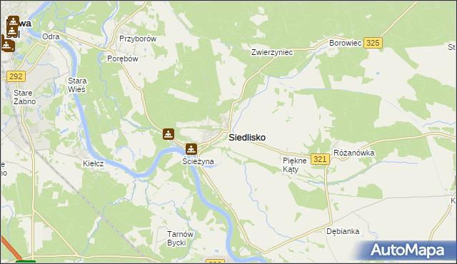 mapa Siedlisko powiat nowosolski, Siedlisko powiat nowosolski na mapie Targeo