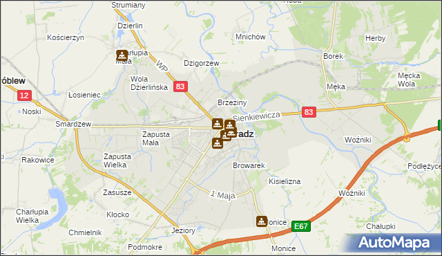 mapa Sieradz, Sieradz na mapie Targeo