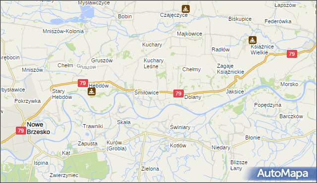 mapa Sierosławice gmina Nowe Brzesko, Sierosławice gmina Nowe Brzesko na mapie Targeo