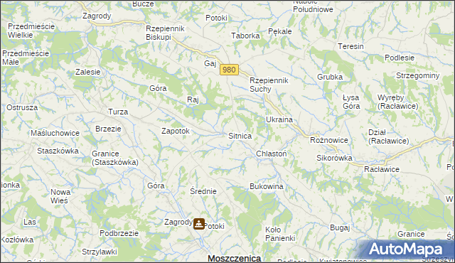 mapa Sitnica gmina Biecz, Sitnica gmina Biecz na mapie Targeo