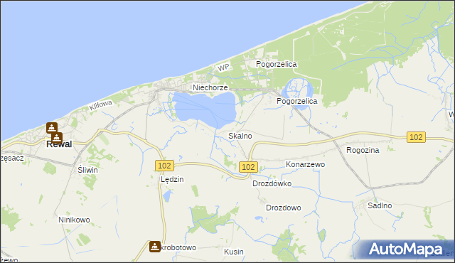 mapa Skalno gmina Karnice, Skalno gmina Karnice na mapie Targeo