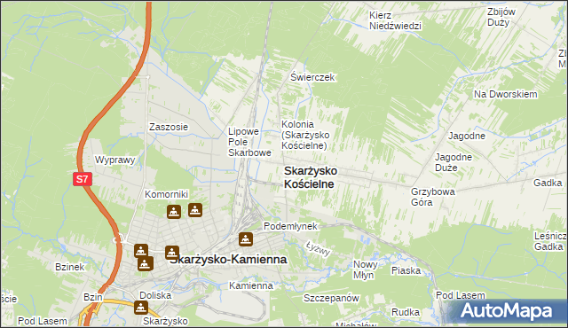 mapa Skarżysko Kościelne, Skarżysko Kościelne na mapie Targeo