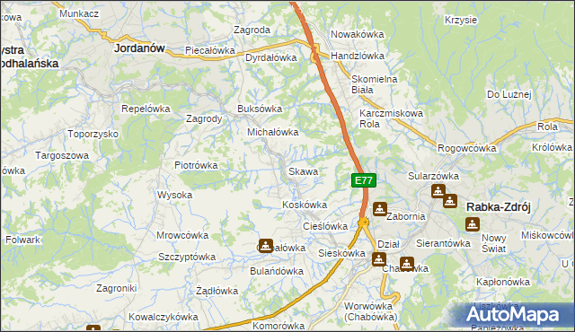 mapa Skawa, Skawa na mapie Targeo