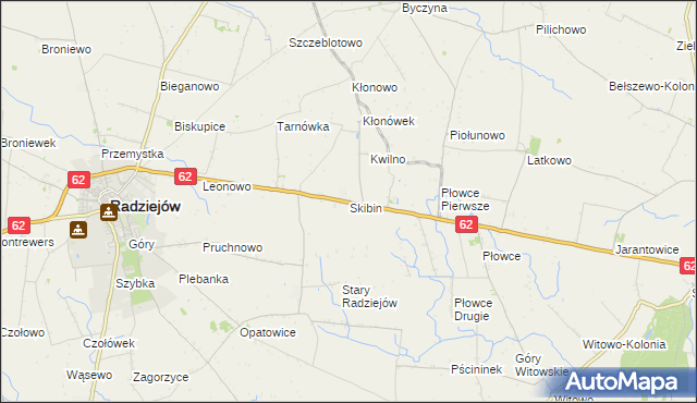mapa Skibin gmina Radziejów, Skibin gmina Radziejów na mapie Targeo