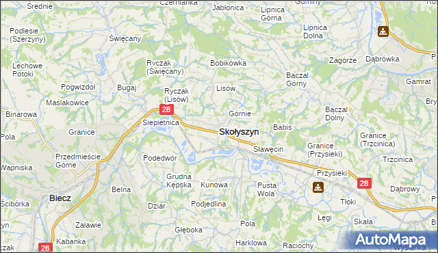 mapa Skołyszyn, Skołyszyn na mapie Targeo