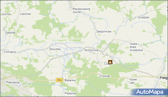 mapa Skorzynice, Skorzynice na mapie Targeo