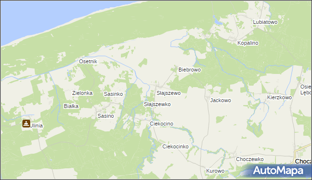 mapa Słajszewo, Słajszewo na mapie Targeo