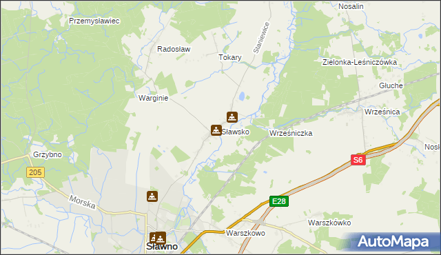 mapa Sławsko, Sławsko na mapie Targeo