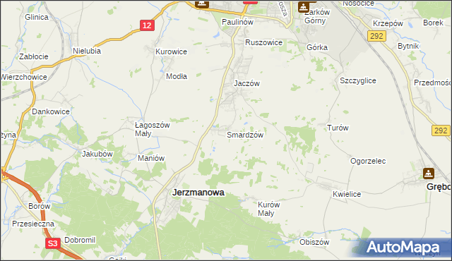 mapa Smardzów gmina Jerzmanowa, Smardzów gmina Jerzmanowa na mapie Targeo