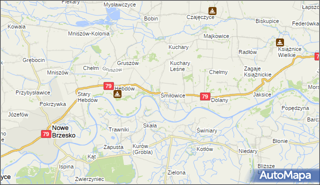 mapa Śmiłowice gmina Nowe Brzesko, Śmiłowice gmina Nowe Brzesko na mapie Targeo