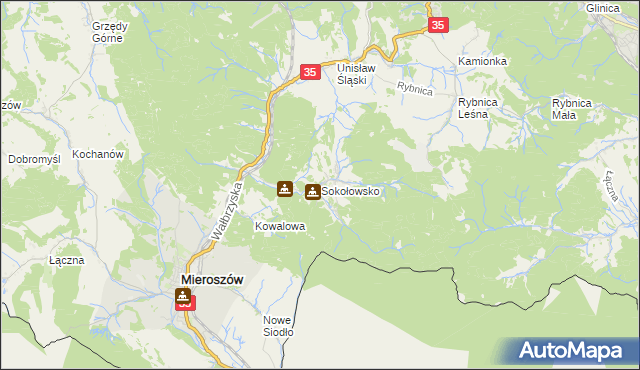 mapa Sokołowsko, Sokołowsko na mapie Targeo