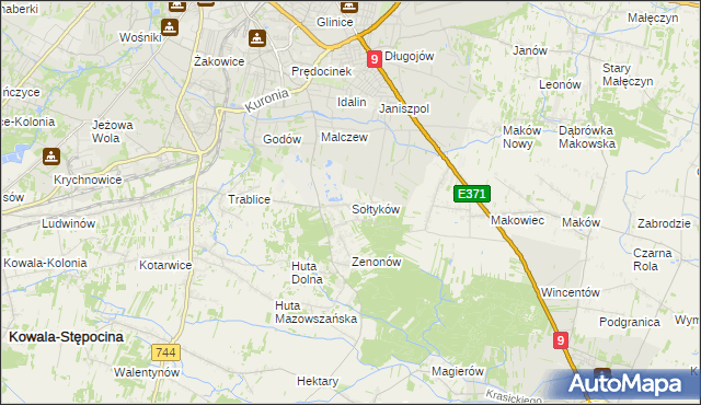 mapa Sołtyków gmina Skaryszew, Sołtyków gmina Skaryszew na mapie Targeo