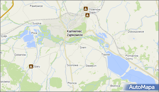 mapa Śrem gmina Kamieniec Ząbkowicki, Śrem gmina Kamieniec Ząbkowicki na mapie Targeo