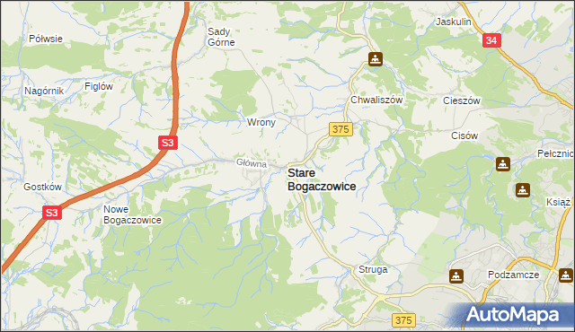 mapa Stare Bogaczowice, Stare Bogaczowice na mapie Targeo