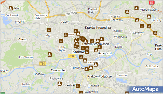 mapa Stare Miasto gmina Kraków, Stare Miasto gmina Kraków na mapie Targeo