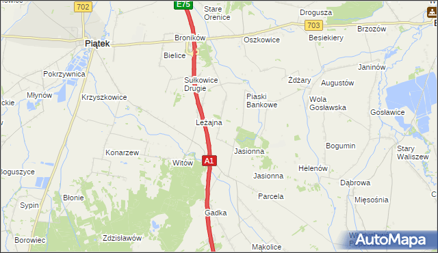 mapa Stare Piaski gmina Piątek, Stare Piaski gmina Piątek na mapie Targeo
