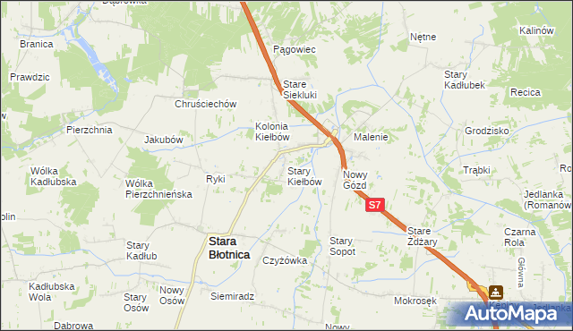 mapa Stary Kiełbów, Stary Kiełbów na mapie Targeo