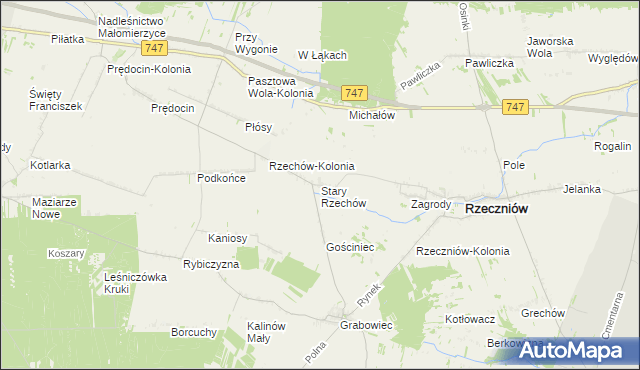 mapa Stary Rzechów, Stary Rzechów na mapie Targeo