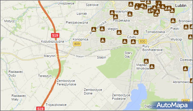 mapa Stasin gmina Konopnica, Stasin gmina Konopnica na mapie Targeo