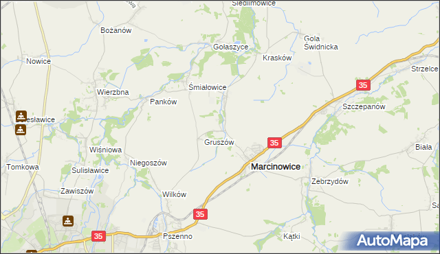 mapa Stefanowice gmina Marcinowice, Stefanowice gmina Marcinowice na mapie Targeo