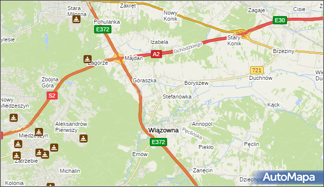 mapa Stefanówka gmina Wiązowna, Stefanówka gmina Wiązowna na mapie Targeo