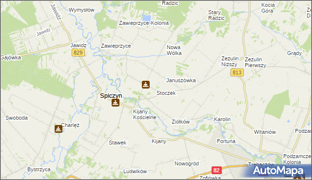 mapa Stoczek gmina Spiczyn, Stoczek gmina Spiczyn na mapie Targeo
