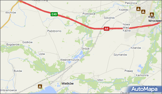 mapa Stróża gmina Mietków, Stróża gmina Mietków na mapie Targeo