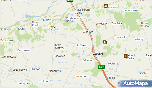 mapa Stróżewo gmina Załuski, Stróżewo gmina Załuski na mapie Targeo