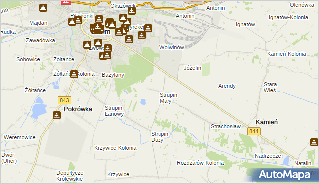 mapa Strupin Mały, Strupin Mały na mapie Targeo