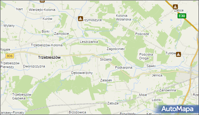 mapa Strzakły, Strzakły na mapie Targeo