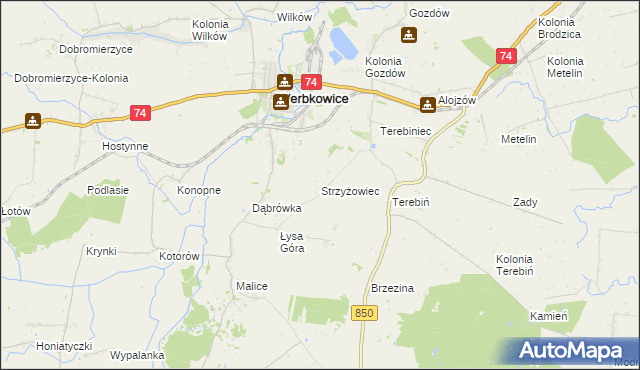 mapa Strzyżowiec gmina Werbkowice, Strzyżowiec gmina Werbkowice na mapie Targeo