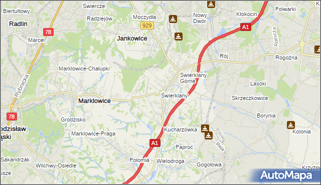mapa Świerklany, Świerklany na mapie Targeo