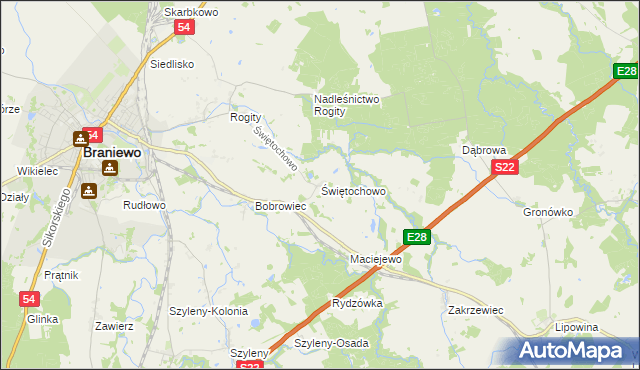 mapa Świętochowo, Świętochowo na mapie Targeo