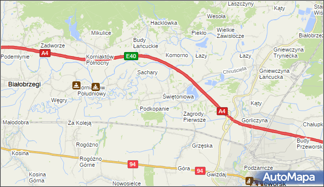 mapa Świętoniowa, Świętoniowa na mapie Targeo