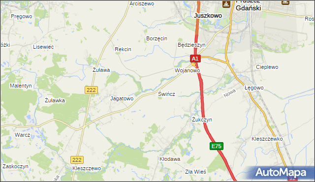 mapa Świńcz, Świńcz na mapie Targeo